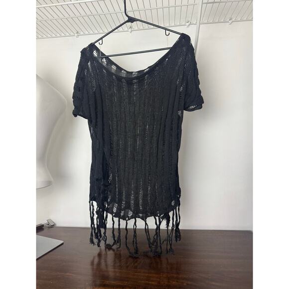 SHEIN Swim Cover with Tassels Oversized Black 2XL - Picture 4 of 6